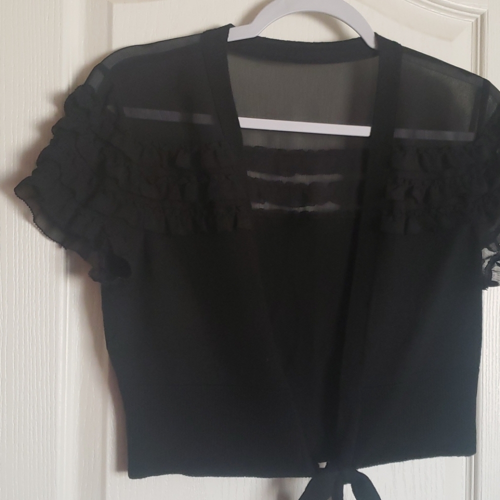 Loft black ruffled shrug - Picture 2 of 5